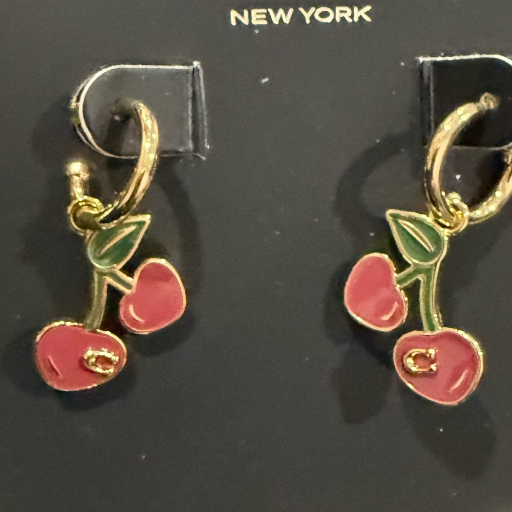 Coach Cherry Red and Green Earrings new in the box - Picture 7 of 7